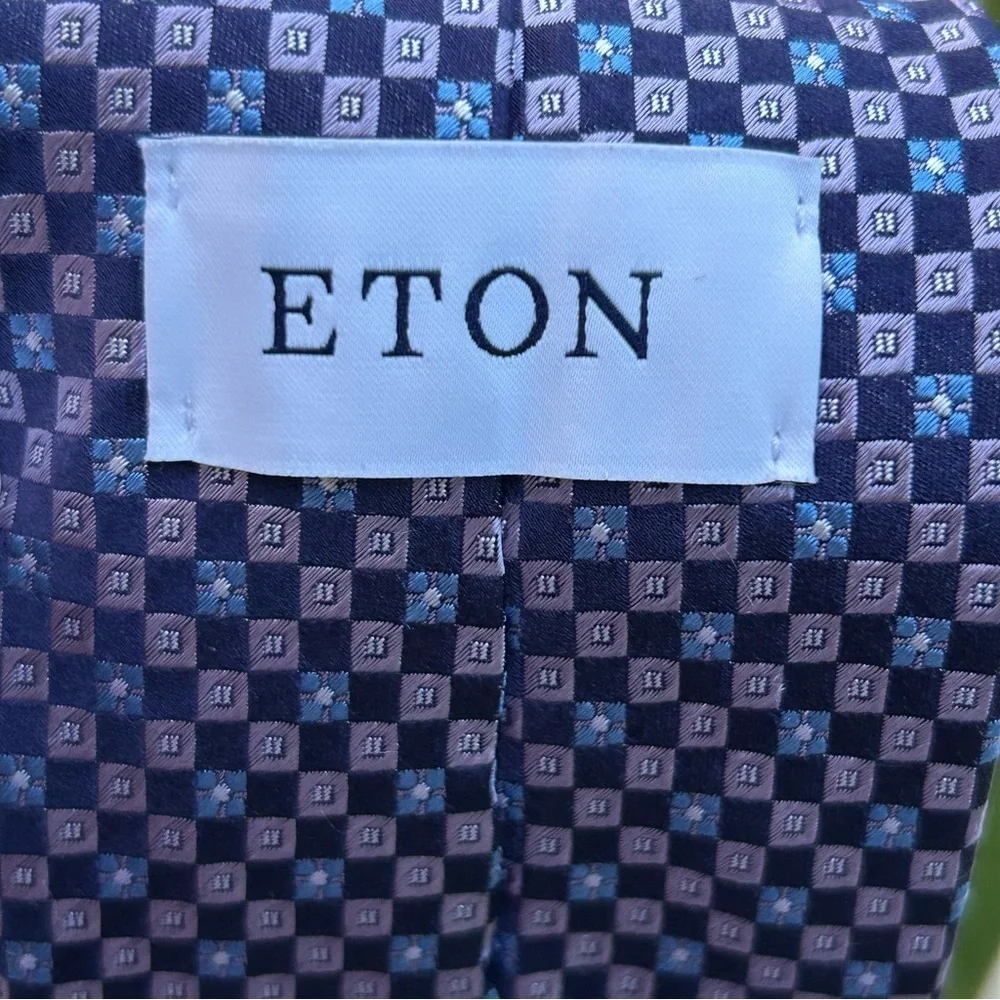 ETON Blue Geometric Silk Tie England